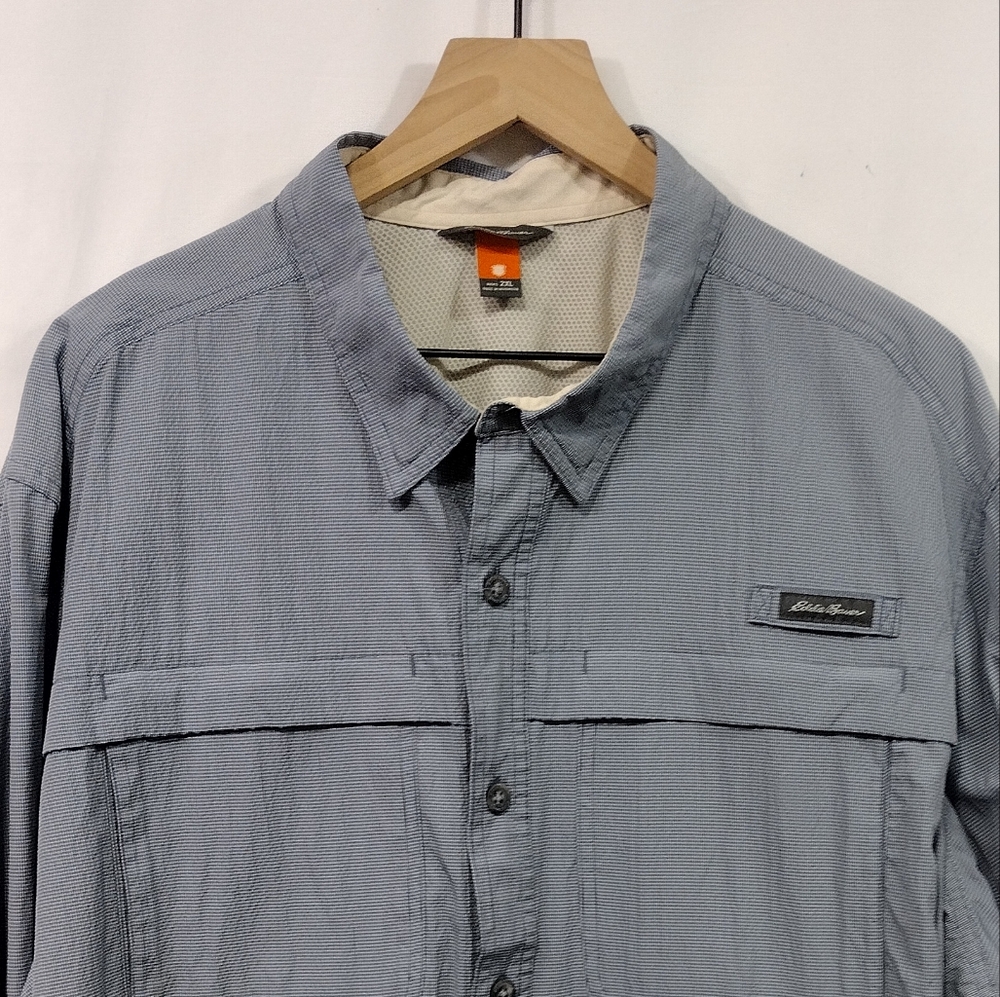 Eddie Bauer Sport Shop Fishing Shirt Men 2X Blue Camping Hiking Safari Outdoor - Picture 3 of 9